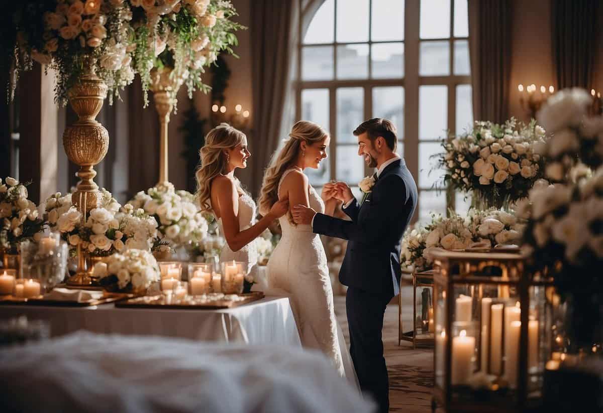 The wedding planner adds final touches to the extravagant venue, ensuring a luxurious guest experience