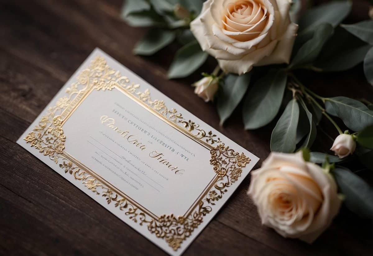 A wedding invitation with a plus one option and an RSVP card with a line for the guest to indicate whether they will bring a guest