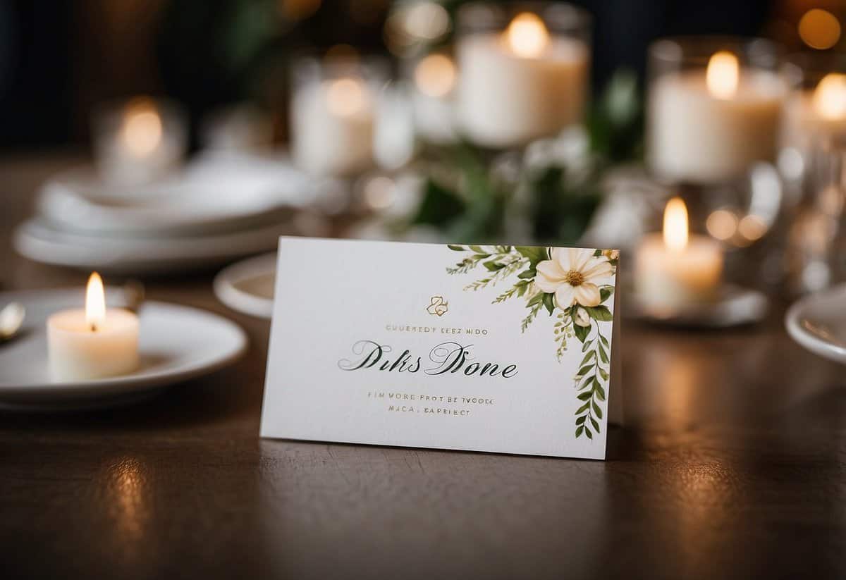 Guests carry wedding invitations, some with a "plus one" indicated