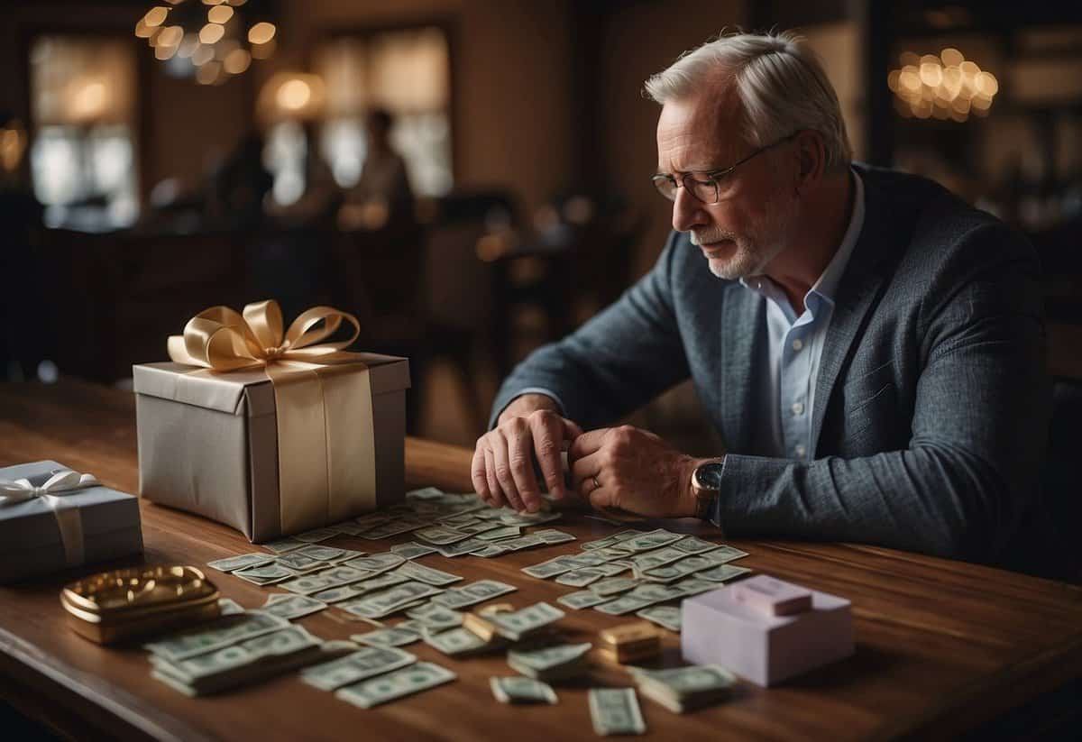 A father ponders over a wedding gift for his daughter, contemplating the significance of their relationship in determining the appropriate amount of money to give