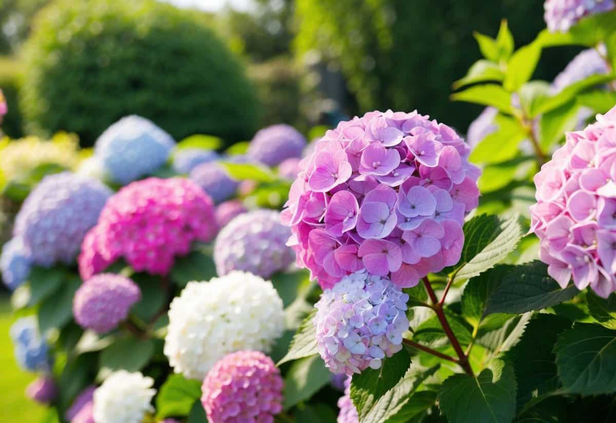 A lush garden filled with blooming hydrangeas, their vibrant colors creating a picturesque backdrop for a June wedding