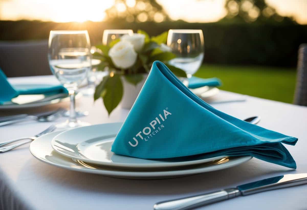 A beautifully set table with Utopia Kitchen Cloth Napkins, elegantly folded and placed next to each plate