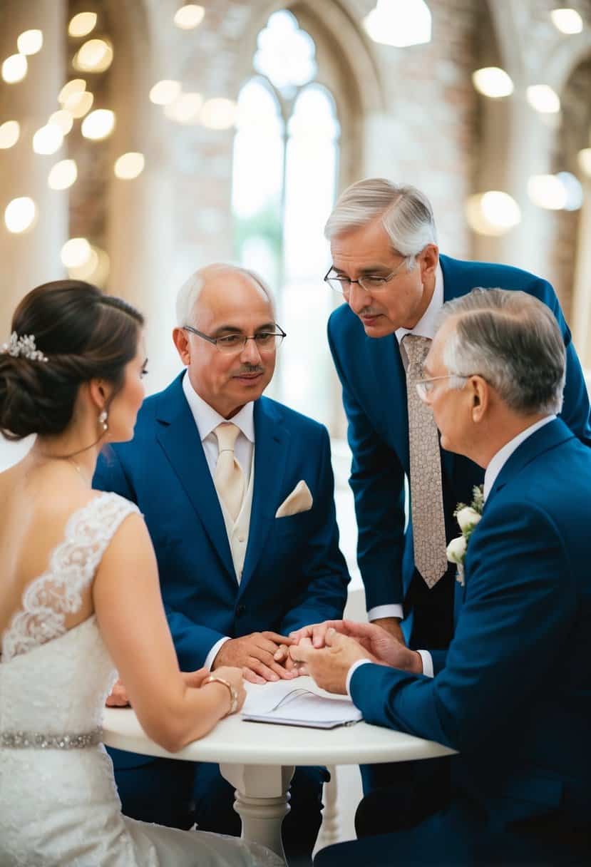 A bride's parents discussing financial responsibilities for a second wedding