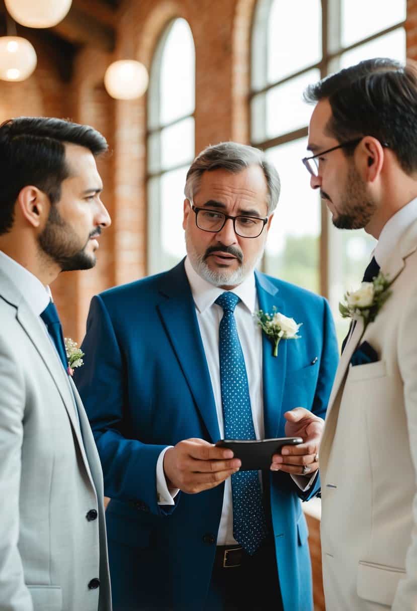 Groom's parents discussing financial responsibilities for wedding expenses