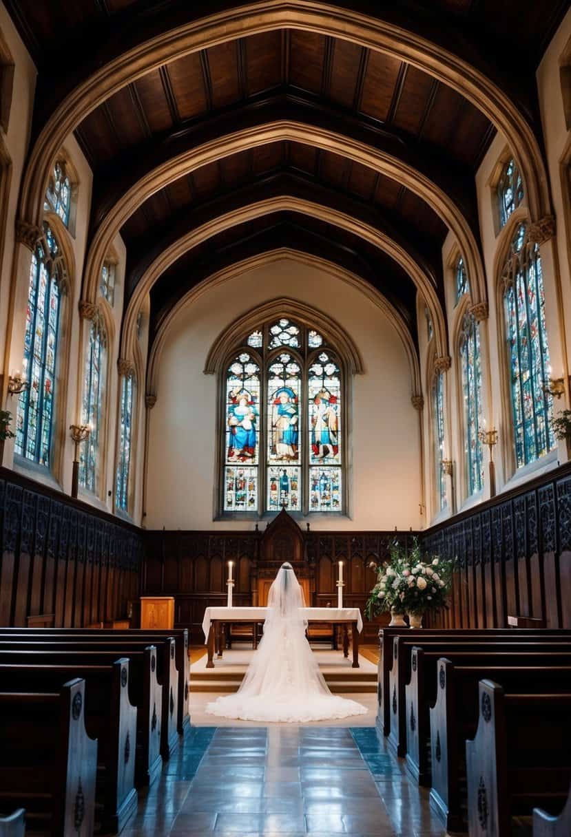 The Trinity College Chapel in Cambridge, with its ornate stained glass windows and high vaulted ceilings, is a picturesque setting for a wedding ceremony