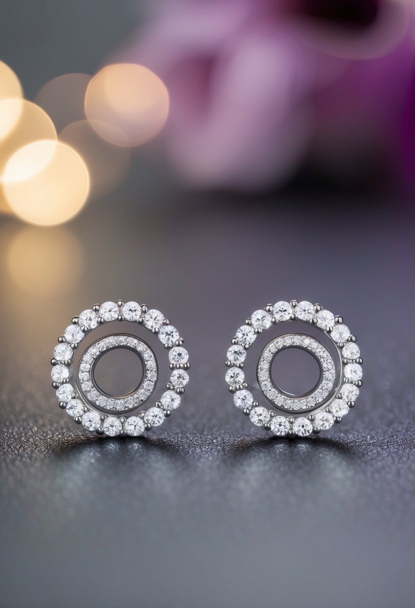 Shimmering zirconia swirls in a modern abstract design for wedding earrings