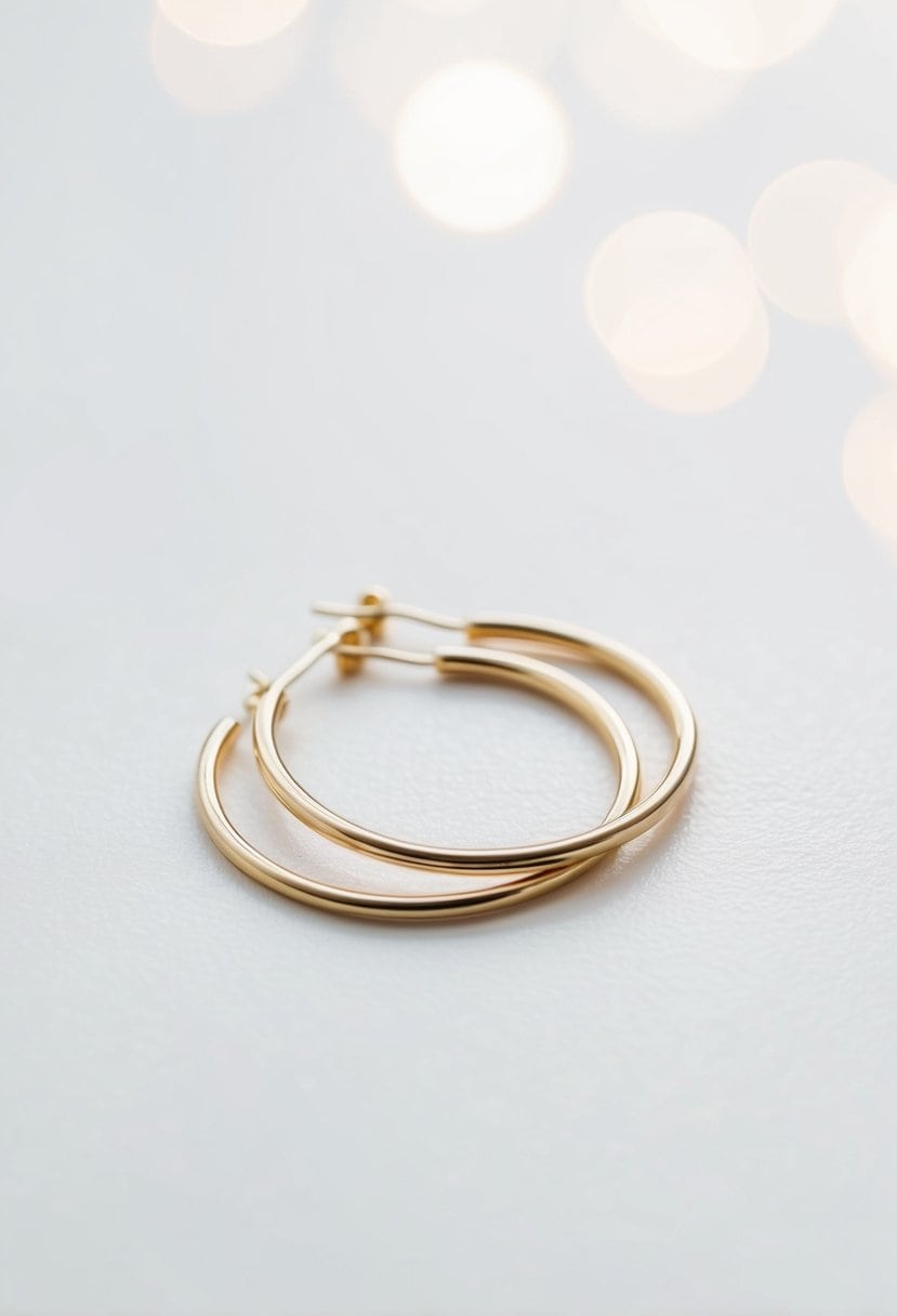 Two simple gold hoops on a clean white background