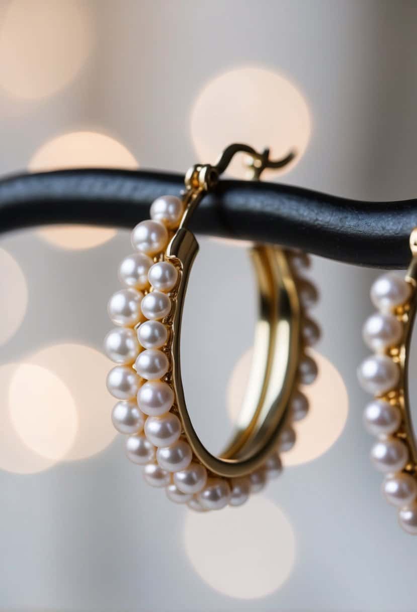 A close-up of baroque pearl hoops against a soft, romantic background, evoking a sense of elegance and timelessness