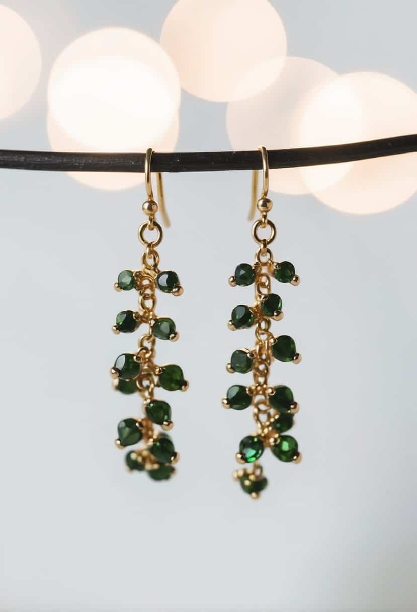 Two delicate climbers earrings on a white background