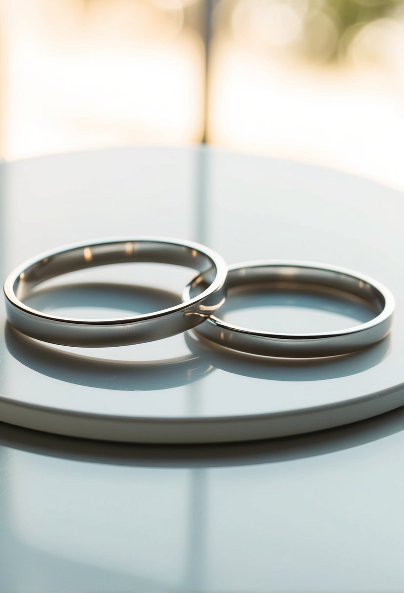 Two simple silver bands on a clean white surface