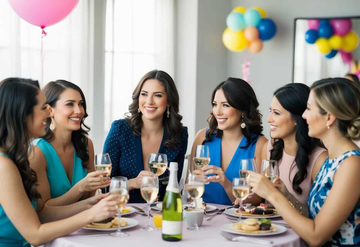 A group of women happily plan a bachelorette party, discussing various activities and options with flexibility