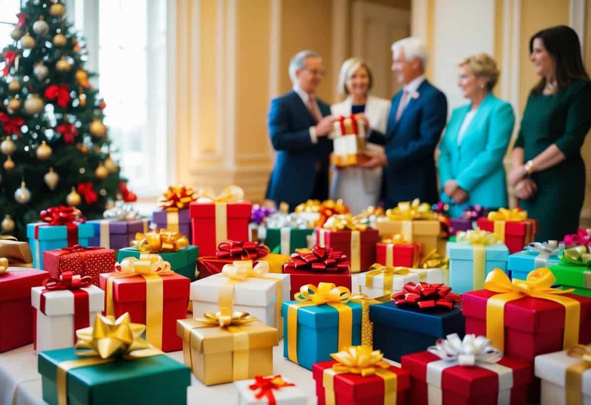 A table with a colorful array of gifts and tokens of appreciation