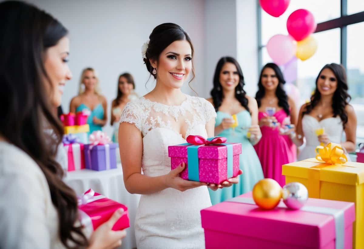 A bride purchasing gifts for a bachelorette party