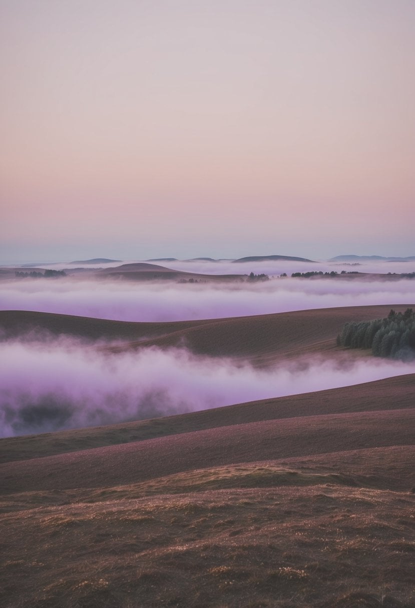 A misty mauve landscape with earthy tones and subtle hints of purple, perfect for a wedding color palette