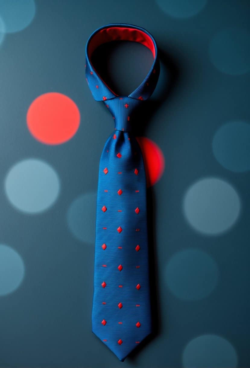 Dusty blue ties and red accents against a slate blue background