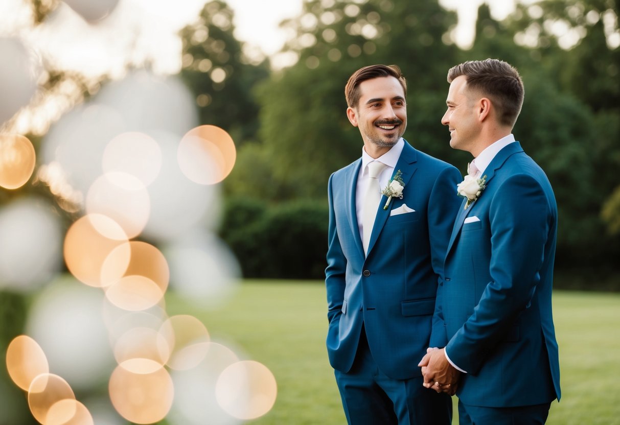 A man stands beside the groom, symbolizing support and friendship