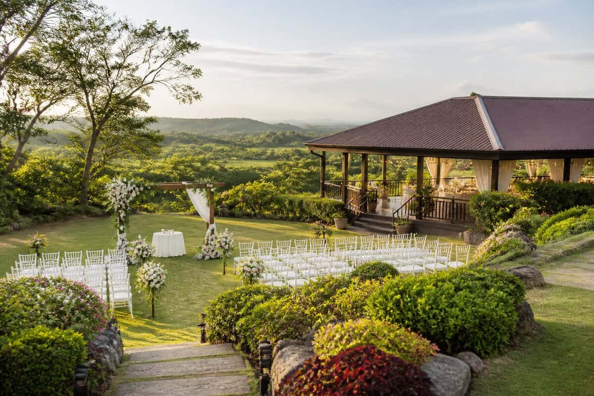 An affordable garden wedding venue surrounded by lush greenery in Silang, Cavite.