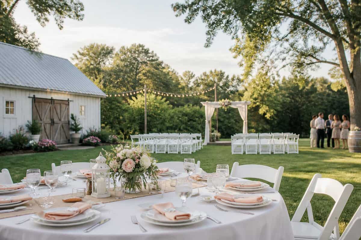 An affordable outdoor wedding reception arranged at a charming South Jersey venue.