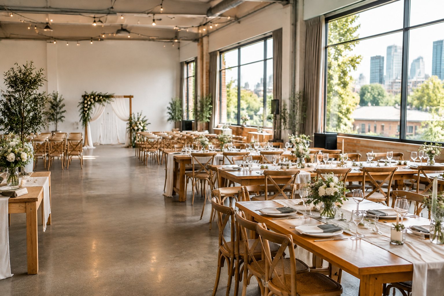 An affordable wedding reception set up in a bright, welcoming Melbourne venue.