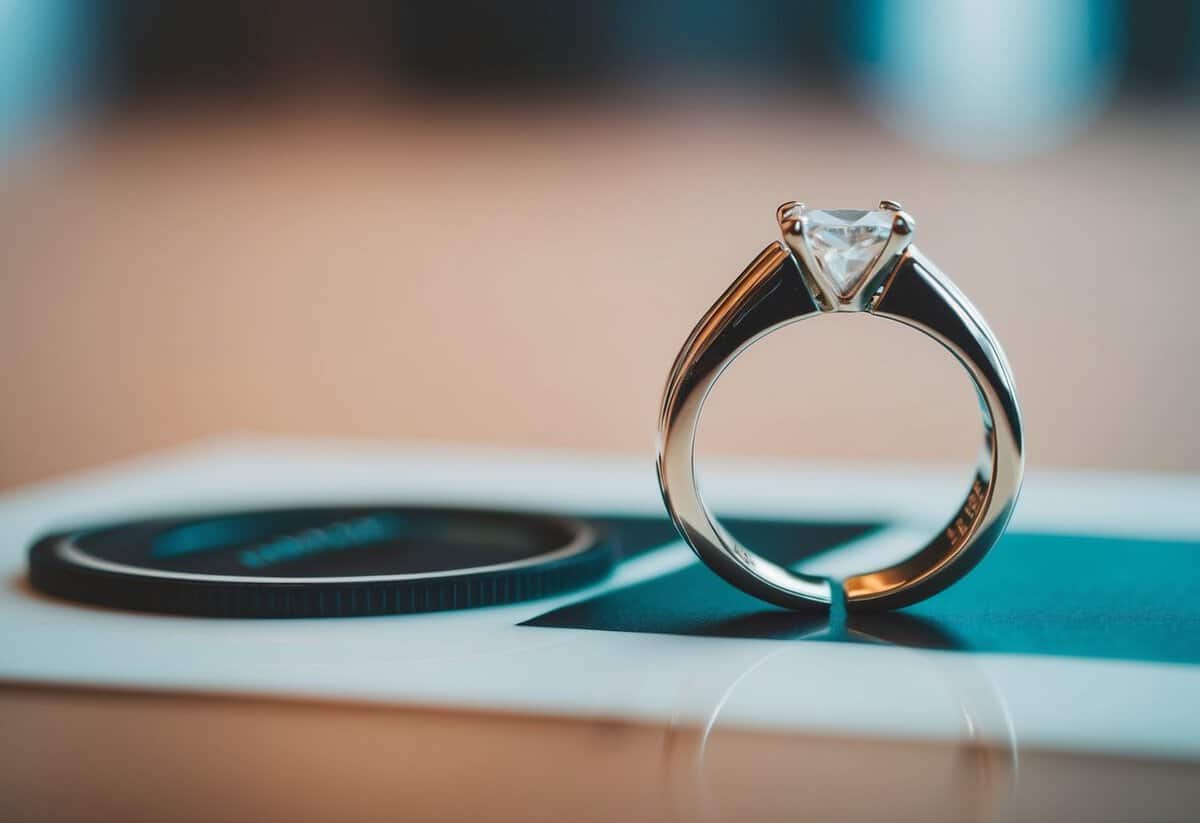 A broken wedding ring lying on a table