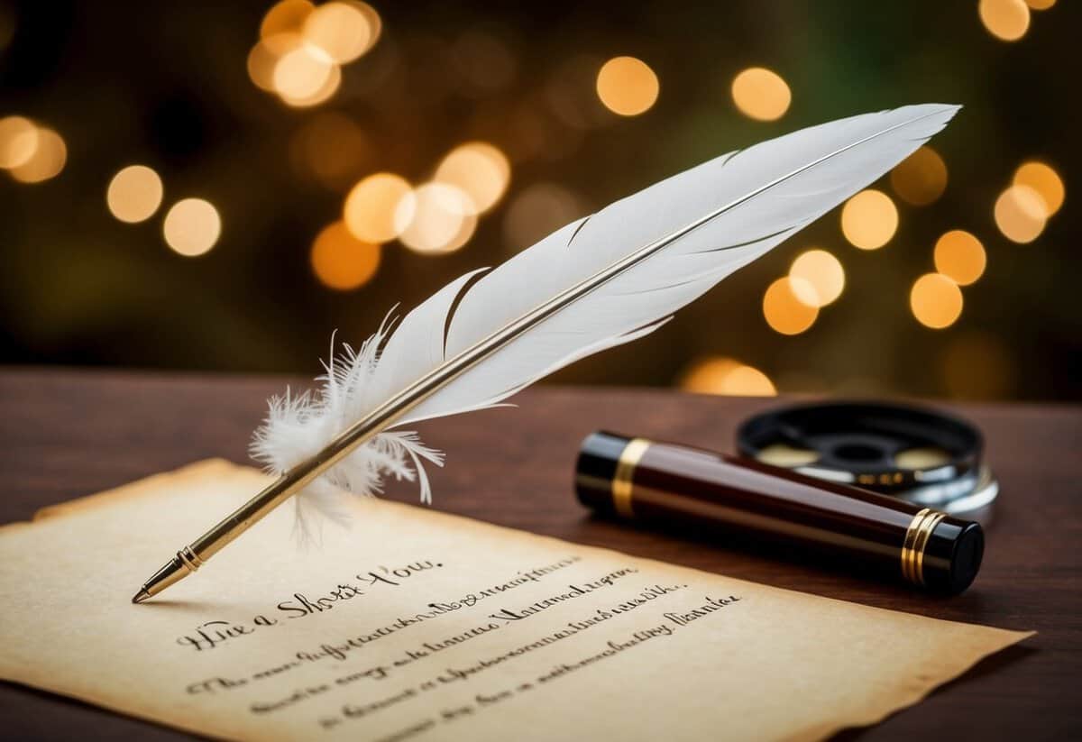 A quill pen poised over parchment, ready to write a short vow