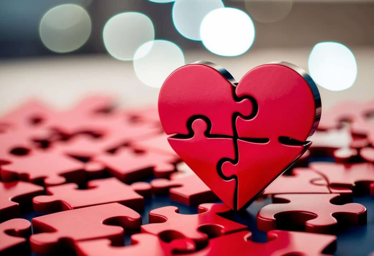 A heart-shaped puzzle with interlocking pieces