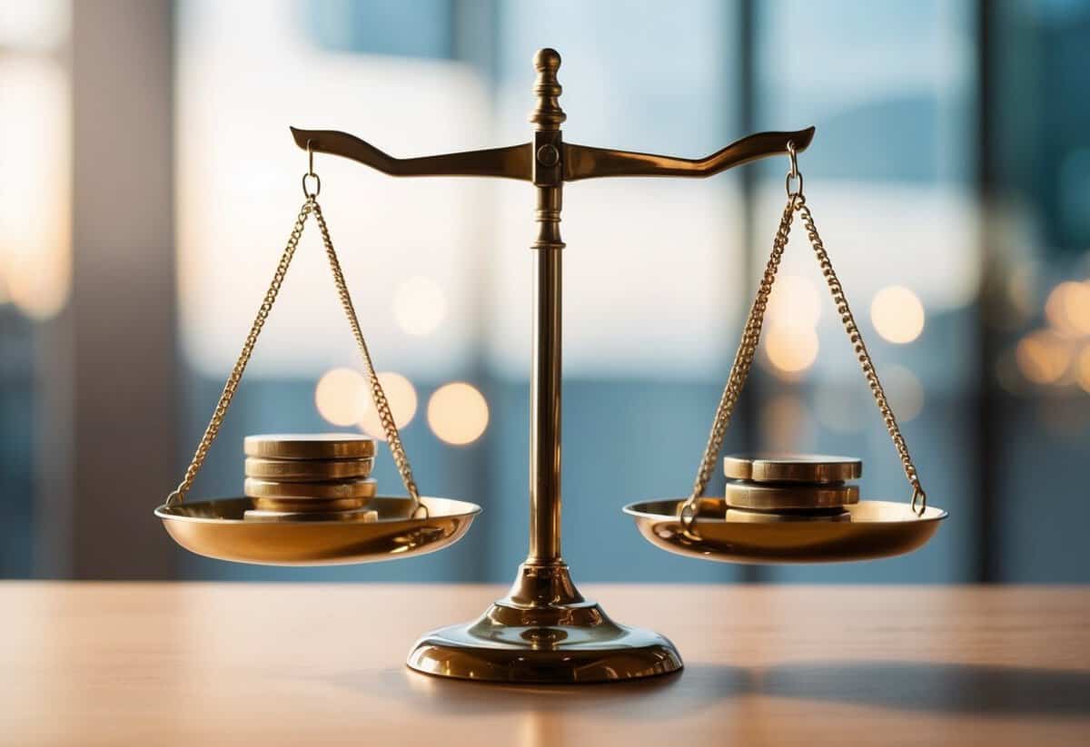 A scale with two equal weights perfectly balanced