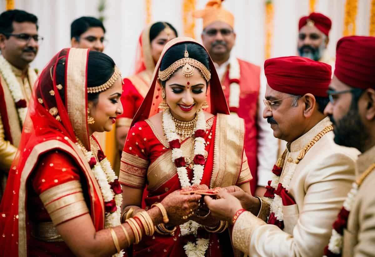 A traditional Indian wedding with a bride's family performing the kanyadan ritual, while others debate its controversial gender implications