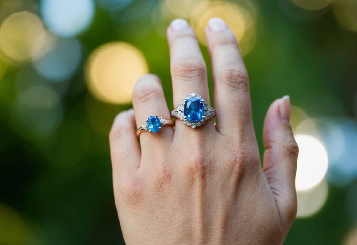 A ring placed on the first finger of a hand, symbolizing historical and cultural significance, with visual elements representing its meaning