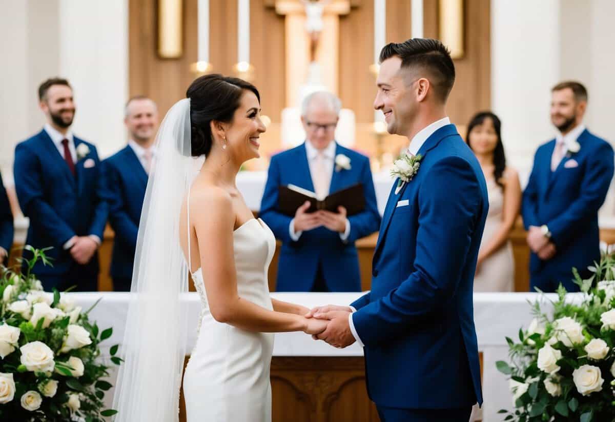 A couple standing at the altar, exchanging heartfelt vows for five minutes