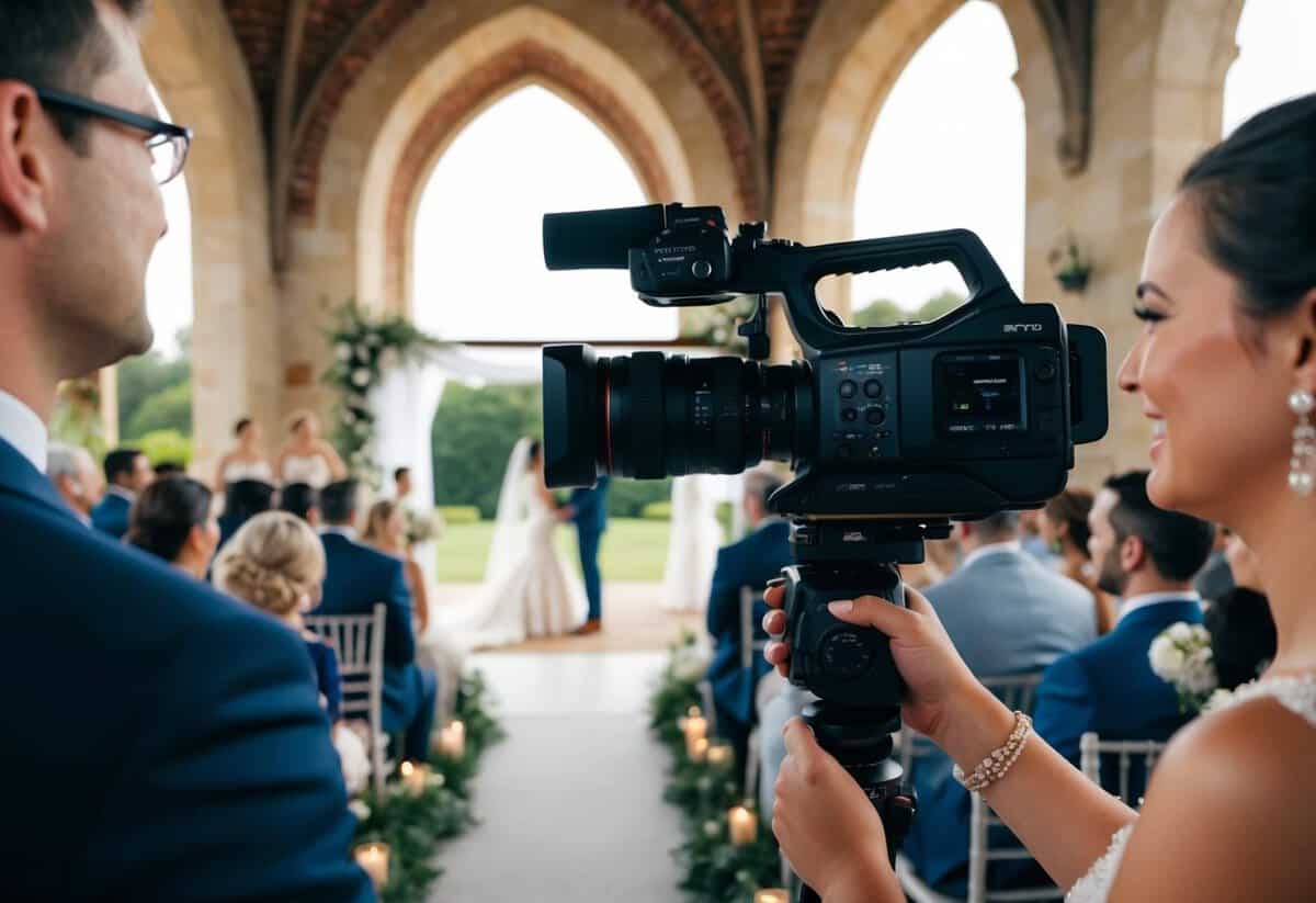 A camera recording a wedding ceremony in 4K resolution, capturing the intricate details of the venue and the emotional moments of the event