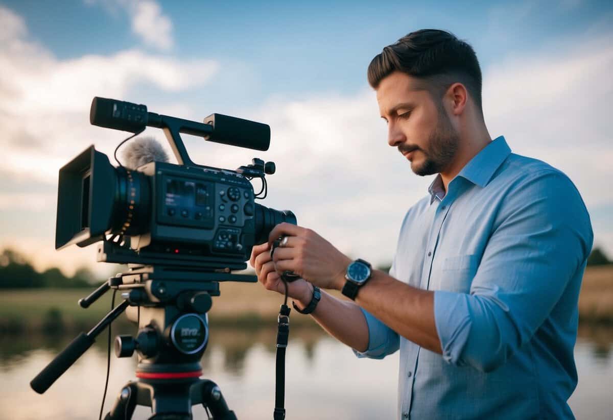 A wedding videographer carefully edits footage, adding final touches for a polished, cinematic result