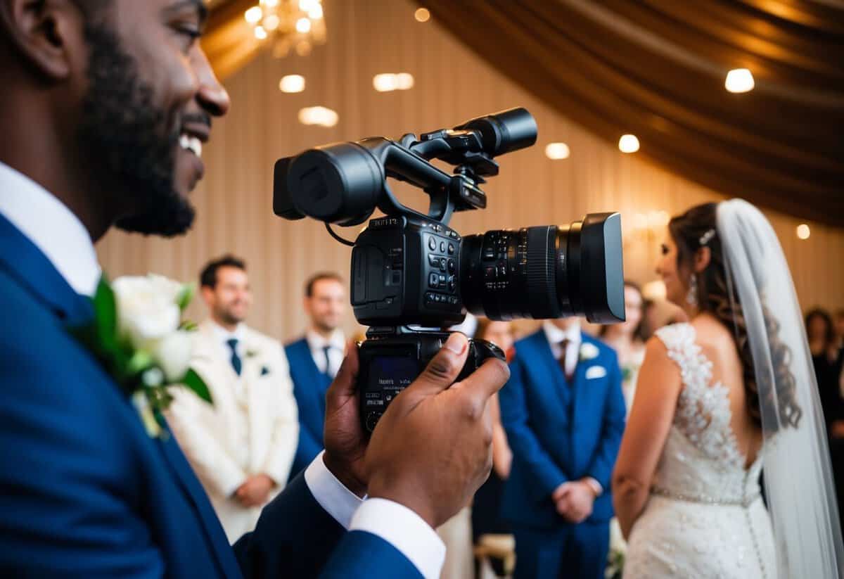 A camera recording a wedding ceremony for 60 minutes
