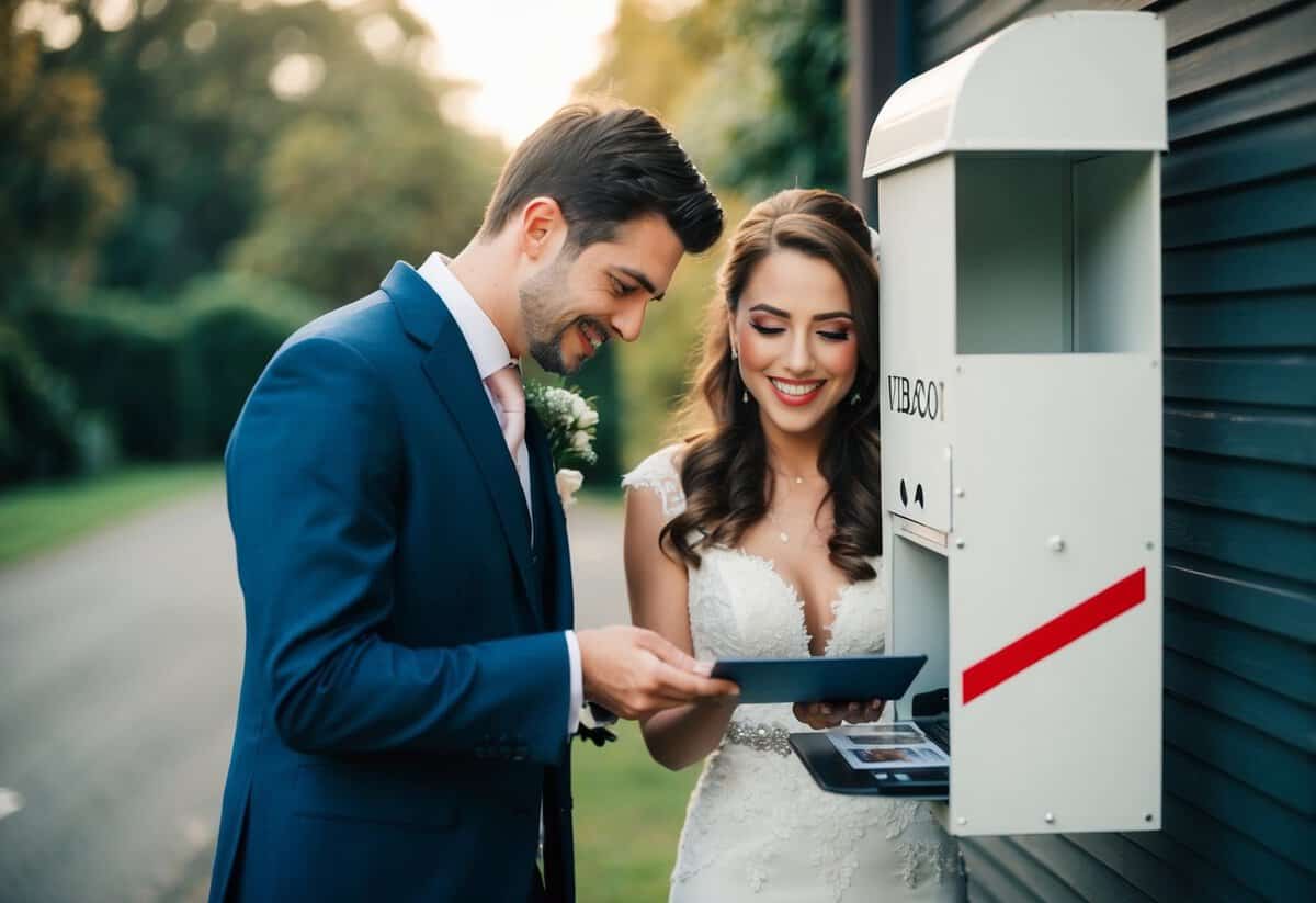A couple eagerly awaits their wedding video, checking the mailbox daily