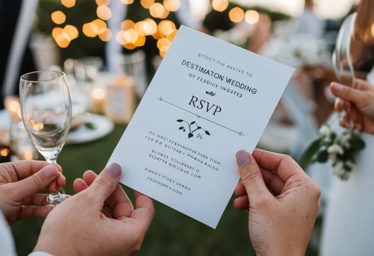 Guests receive destination wedding invites with RSVP deadline