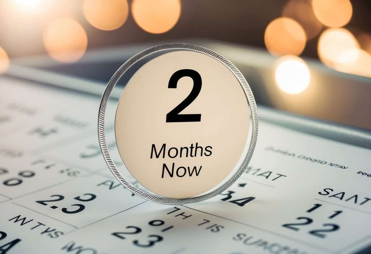 A calendar with a circle around a date three months from now