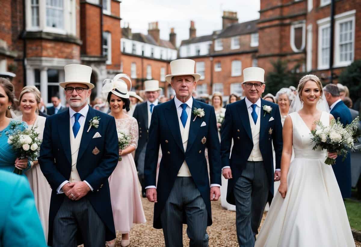 A traditional British wedding procession with cultural and modern variations