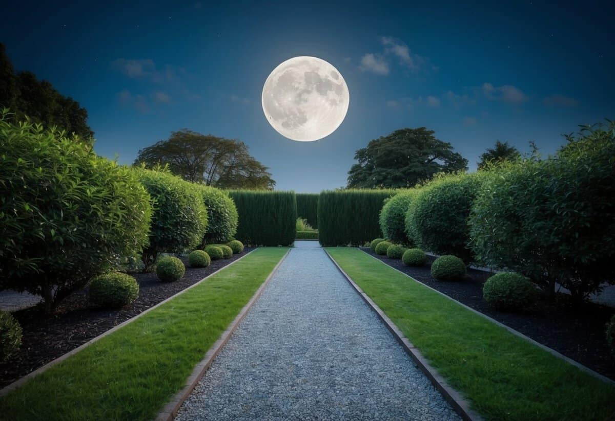 A moonlit garden with two separate paths leading to a shared destination