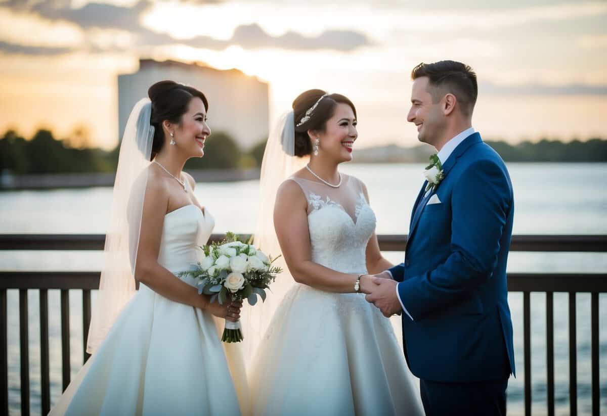 The bride's family pays for the wedding dress and venue, while the groom's family pays for the rehearsal dinner and honeymoon