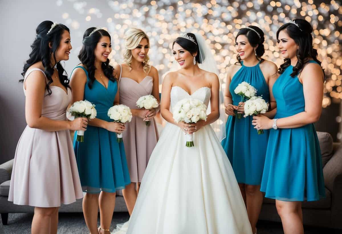 The bride purchases matching dresses and accessories for her bridesmaids
