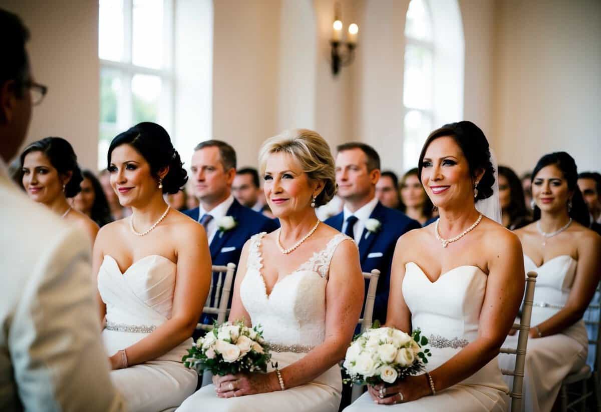 The mother of the bride is seated first at the front row of the wedding ceremony