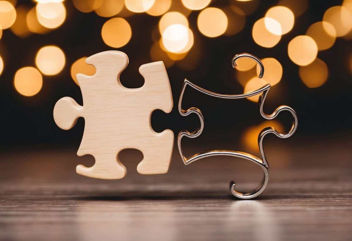 A pair of puzzle pieces fitting together seamlessly