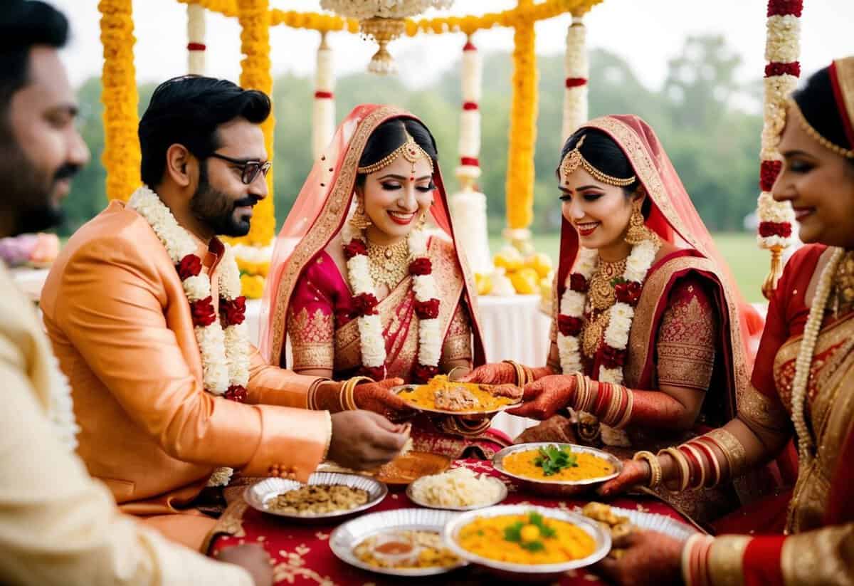 The bride's family pays for pre-wedding celebrations, including traditional rituals, decorations, and food and beverages for guests