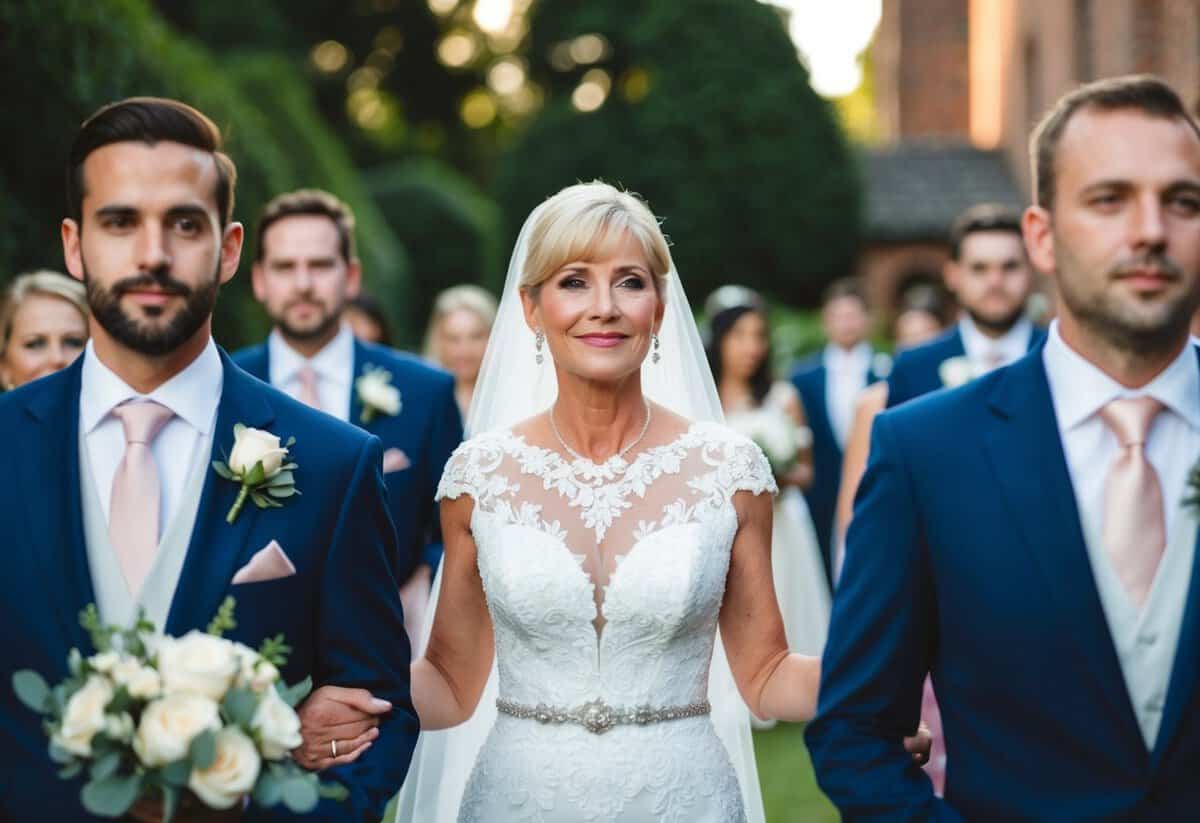 A mother of the groom should avoid wearing white or any color that competes with the bride's attire