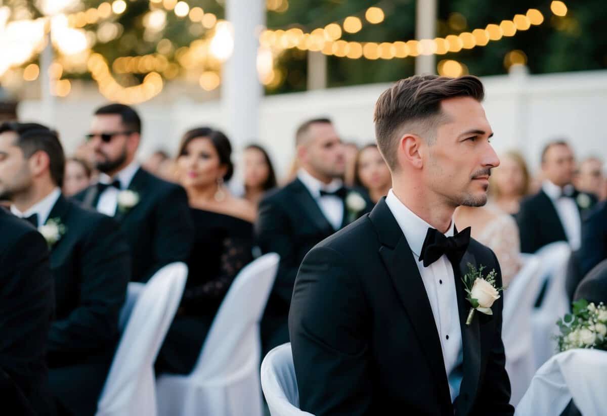A wedding guest wearing black attire, frowned upon in some cultures