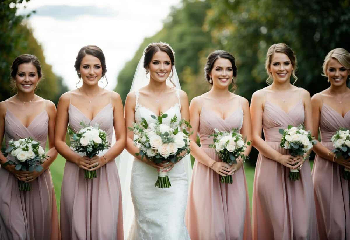 Bridesmaids lead the way for the bride