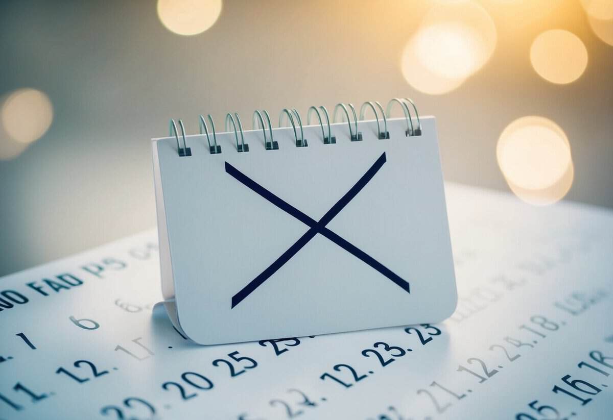 A calendar with all dates crossed out except for one, symbolizing the least popular date to get married