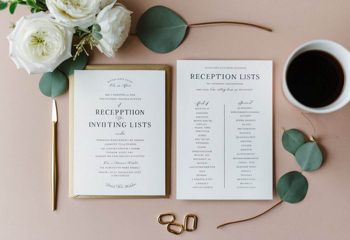 A wedding invitation and a reception invitation with different guest lists