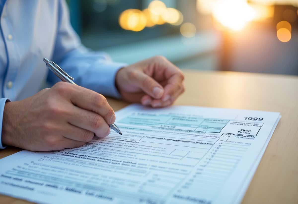 A person filling out a tax form with a section for marital status highlighted