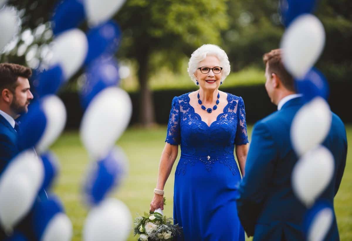 The groom's mother is supposed to wear a royal blue dress